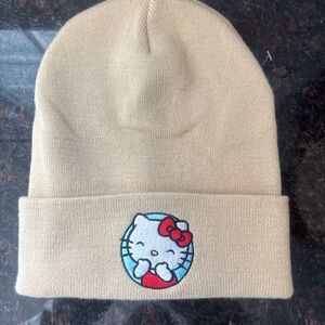 Hello Kitty Embroidered Tall Cuff Beanie Hat Bioworld NWOT